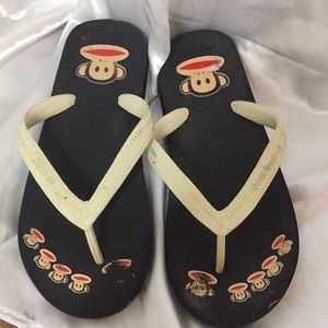 PAUL FRANK AUTH MONKEY PRINT FLIP FLOPS sz 7